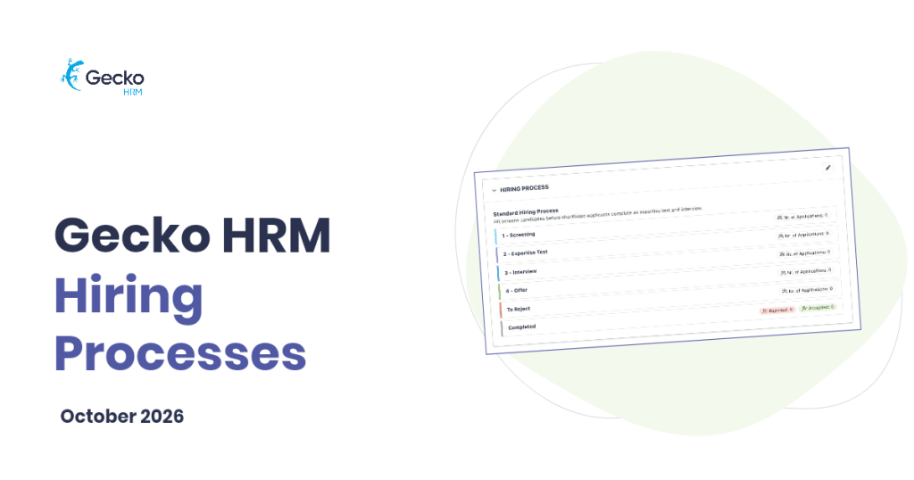 Gecko HRM Hiring Processes cover with a configured selection-stage view.