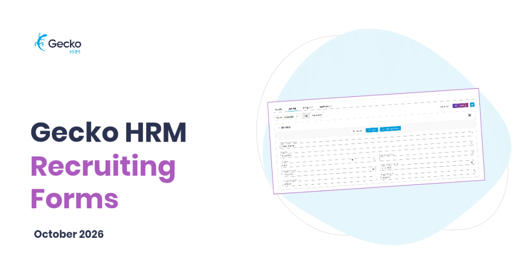 Gecko HRM Recruiting Forms cover showing genuine job-ad editing fields.