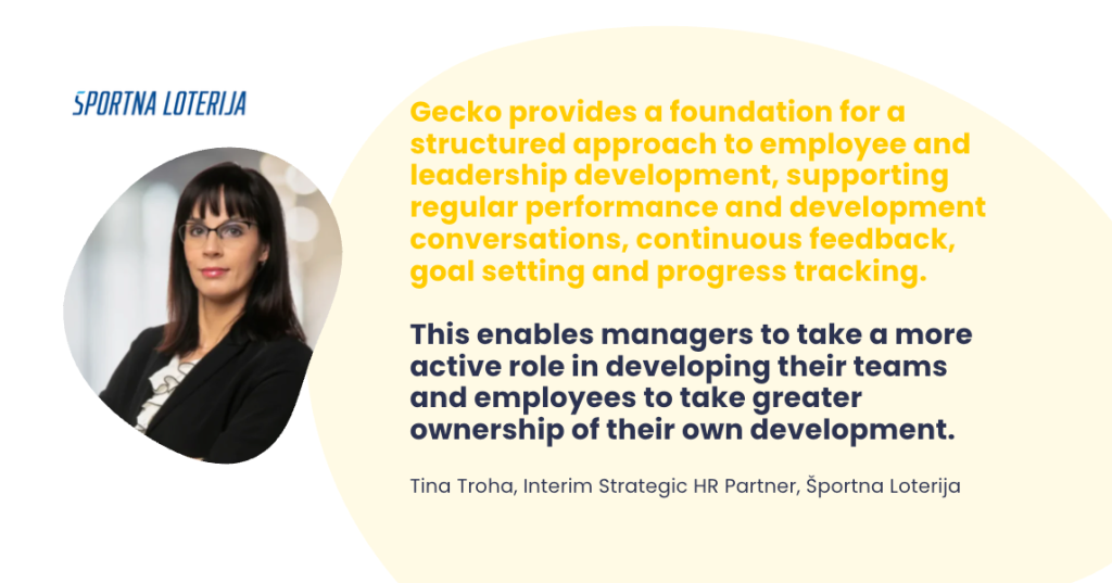 Quote by Tina Troha, Športna Loterija, on employee and leadership development