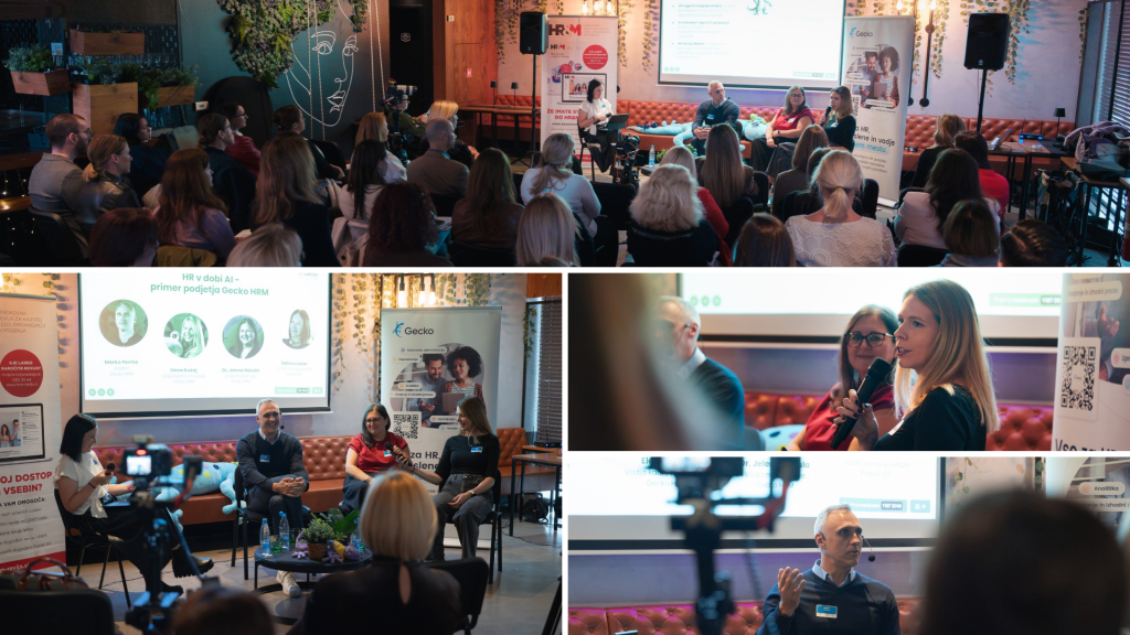HR leaders and panellists discussing artificial intelligence in HR at the HR&M Breakfast in Ljubljana.